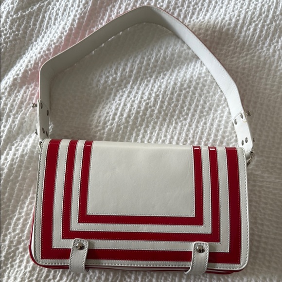 Versace Red and White Geometric Crossbody Bag - Picture 7 of 16